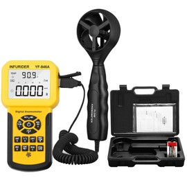 INFURIDER YF-846A Pro Anemometer,Handheld Wind Speed Meter Gauge Measures Wind Speed Wind Flow Wind Temperature CFM CMM HVAC Air Velocity Flow Volume Meter with Backlight Max/Min/Avg
