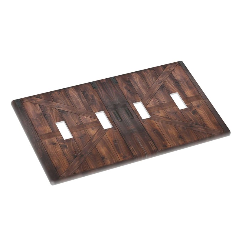 Wpshijia Light Switch Cover Rustic Brown Barn Door Retro Wood