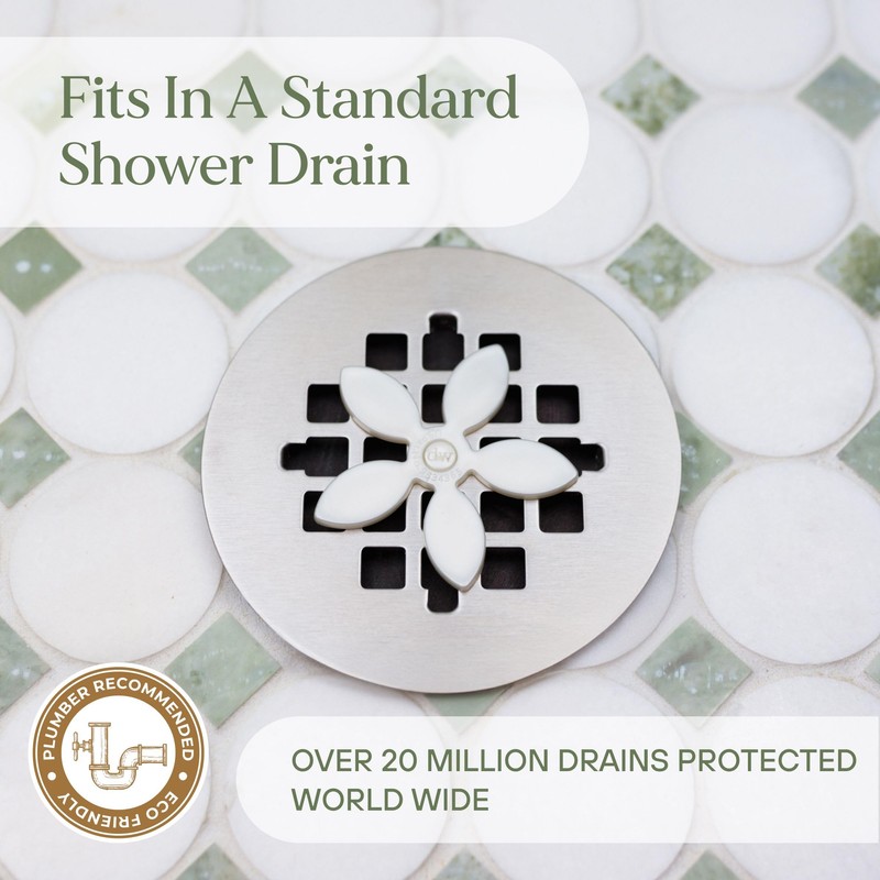 ​DrainWig Shower Drain Hair Catcher – Disposable White Flower (2-Pack)