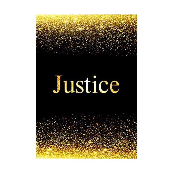 Justice: Personalized Journal to Write In Notebook: Printed Glitter Black