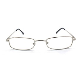 EYE ZOOM Classic Readers Rectangular Metal Reading Glasses for Men and Women, Silver, +3.50 Strength