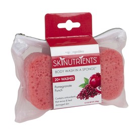 Spongeables Skinutrients Body Wash in a Sponge, Pomegranate Punch with Bonus Travel Bag