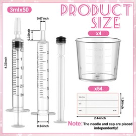 50 Pcs Colostrum Collector Kit 3ml Breast Milk Collector Milk Catcher with 4 Measuring Cup and 54 Stickers Colostrum Collection Gift Colostrum Harvesting Kit with Protective Cap for Breastfeeding