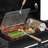 ivtivfu Grill Basket Set (Rectangular+Hexagon), Removable Wooden Handle, 304 Stainless