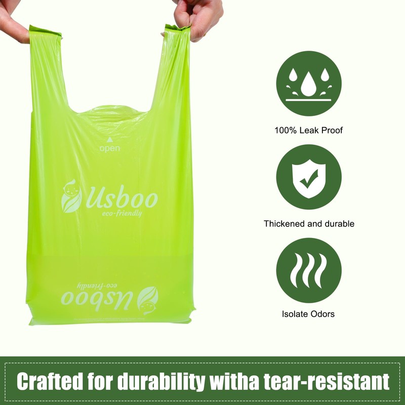 USBOO Biodegradable Disposable Diaper Bags, 200 Count, 1.0 Liters Capacity,