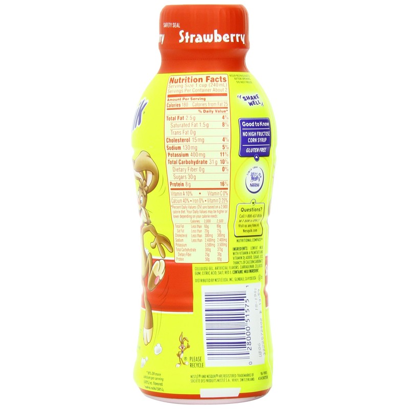 Nestle Nesquik Low Fat 1% Milk, Strawberry, 14 Ounce (Pack