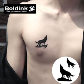 Boldink Temporary Tattoos, semi permanent tattoos, 15-day long lasting tattoo sticker, waterproof and anti-reflective, unique design（Wolf 2）