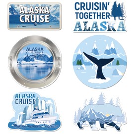 6 Pcs Cruise Door Decorations Magnetic, Cruising Together Alaska Scenic Design Cruise Door Magnets, Alaskan Cruise Must Have Door Signs for Ship Cabin Door Stateroom Decor