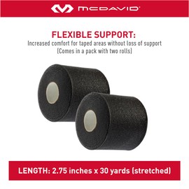 McDavid Athletic Foam UnderWrap, Lightweight Sports Wrap for Pre-Taping Support & Protection, All-Day Comfort, Black, 2-Pack (30 yards each)