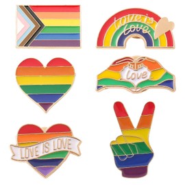 6 Pieces Rainbow Brooches, Rainbow Lapel Pins, Letter Brooches, Lapel Pin Badges, Enamel Lapel Pins, Pride Brooches, Clothing Backpack Decorations