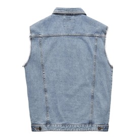 Heihuohua Men's Casual Button-Down Denim Vest Trucker Jean Jacket (X-Large, Denim Blue)