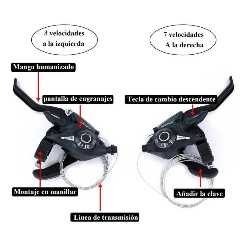 Palancas De Cambios/frenos De Aleación De Aluminio 3x7 Veloc
