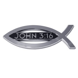 Elektroplate Christian Fish with John 3:16 OEM Chrome Emblem for Cars, Trucks, and All Auto | Universal Fit at 4" x 1.4" | Weatherproof