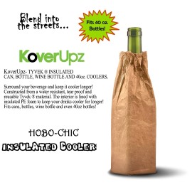 KOVERUPZ TYVEK BROWN BAG ARTWORK INSULATED WINE BOTTLE & 40oz COOLER SLEEVE SOFT REUSABLE