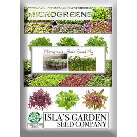 Basic Salad Mix Microgreens Seeds for Planting, 300+ Premium Heirloom Seeds, Indoor/Outdoor, (Isla's Garden Seeds), Non GMO, 85-90% Germination, Fun Home Garden Gift