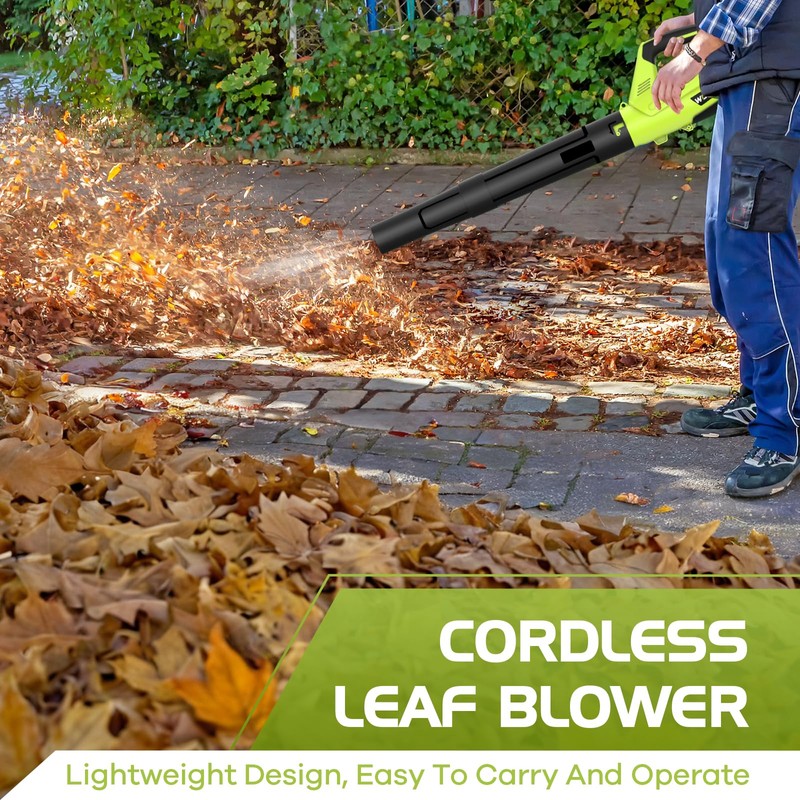 Leaf Blower, Electric Cordless Leaf Blower with 2 Batteries and