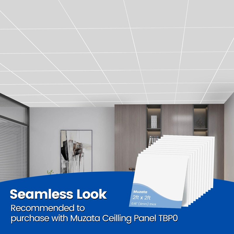 Muzata 64 Sq Ft Drop Ceiling Grid System White Complete