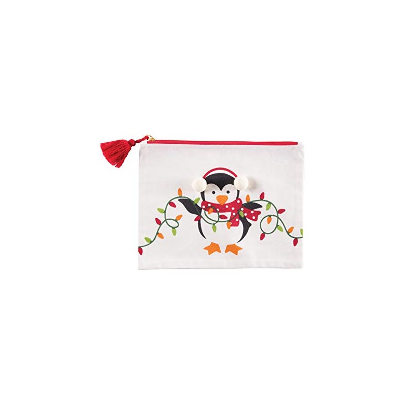 C&F Home Happy Penguin w/ Christmas Lights Zipper Makeup Bag