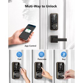 Zowill WiFi Smart Lock, Keyless Entry Door Lock with APP Control, Touchscreen Keypads, Auto Lock Smart Deadbolt for Front Door, Home (Included G2 Gateway)