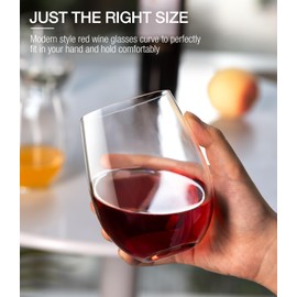 LUNA & MANTHA Stemless Wine Glasses Set of 2, 18oz Crystal Red White Wine Glasses for Daily Use, Hosting, Home Bar, Evening Party, Birthdays, Shower, Housewarming Gift, Clear