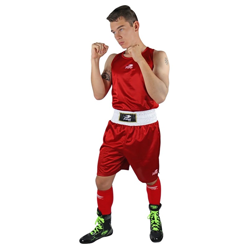 FIRE SPORTS Uniforme Oficial Rojo Box Olímpico Varonil (Rojo, Chico)