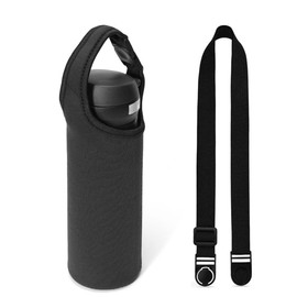 Grandios GD-BTLCV Plain Bottle Cover, 2-Way, 16.9 fl oz (500 ml), 23.9 fl oz (600 ml), Water Bottle Cover, Holder, Case, Cute, Girls, Boys, Shoulder Bag, Cold Insulation, Heat Retention, Black