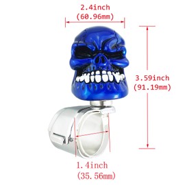 Abfer Skull Steering Wheel Suicide Knob Car Turning Power Assist Helper Brody Ball Fit Most Vehicles Trucks (Blue)