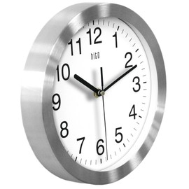hito Modern Silent Wall Clock Non Ticking 10 inch Sweep Movement Aluminum Frame Glass Cover, Decorative for Kitchen, Living Room, Bedroom, Bathroom, Bedroom, Office