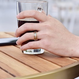 VAKKI Men's 8mm Rose Gold Tungsten Carbide Wedding Band Ring Inlaid with Hawaiian Koa Wood and Abalone Shell Size R 1/2