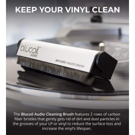Blucoil Audio Carbon Fiber Anti-Static Cleaning Brush for Vinyl/LP Records and Speakers