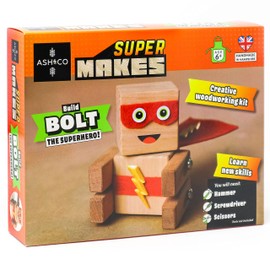 Ash & Co Super Makes Build a Wooden Superhero | Woodwork Kit for Kids | Fun Craft kit for Boys and Girls Age 6+… (Bolt The Superhero)