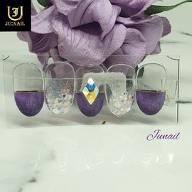 Purple Aurora Handmade Nail Tips - Long Round / 퍼플오로라 수제네일팁 - 롱라운드