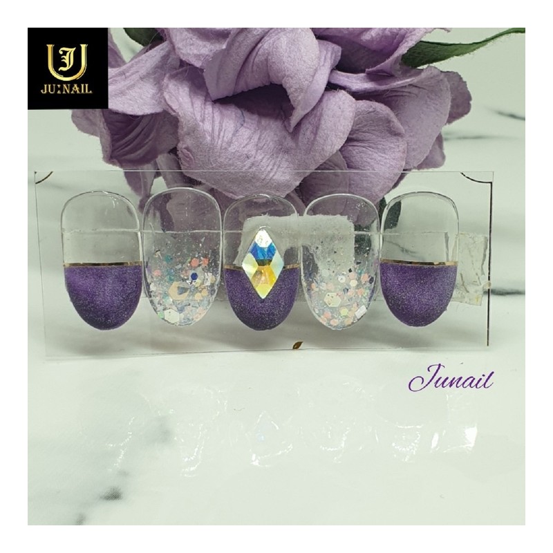 Purple Aurora Handmade Nail Tips - Long Round / 퍼플오로라