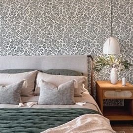 Tempaper Black Vintage Vine Removable Peel and Stick Wallpaper, 20.5 in X 16.5 ft, Made in The USA, Shadow