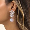 Cybche Boho Crystal Flower Dangle Earrings Silver Pearl Drop Earrings
