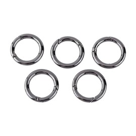 5PCS Mosquetón redondo de aleación de zinc, Clips a presión de resorte Gancho Llavero Llavero abierto Hebilla 28 mm Negro
