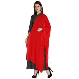 DUPATTA BAZAAR Woman's Embroidered Red Chiffon Dupatta