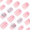 24 Pcs Pink French Tip Press on Nails Short Square