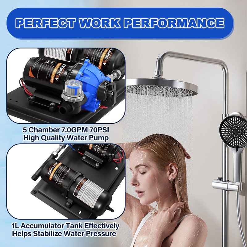 EXMIATOV Water Pump and Accumulator Tank System,110V AC 7.0GPM 70PSI