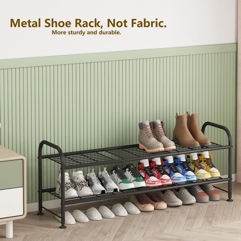 LINZINAR Shoe Rack 2 Tier Storage Organizer for Closet Entryway