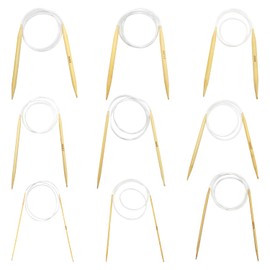 Circular Knitting Needles Bamboo Set 60 cm, 9 Sizes Double Pointed Knitting Needles, Household Circular Needles for Beginners and Professionals (2.5/3.5/4.5/5.5/6/7/8/9/10 mm)