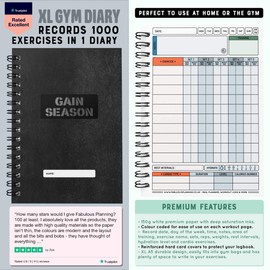 Gym Training Diary XL XS - Goal Setting 1000 Exercises, Track 100 Workouts and Record Progress Premium Journal (A5), Gain Season