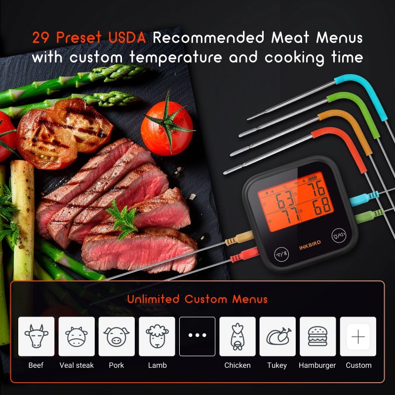 Inkbird WiFi Meat Thermometer BBQ Cooking Thermometers APP Calibration Temp