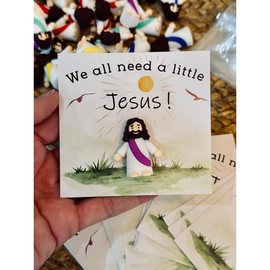 Little Jesus Figures With Cards, Mini Jesus Figures, Jesus Cards, PVC Christian Figures, Christian Collectables, Christian Gift, Party Favor - Quantity: 50 Jesus With Cards