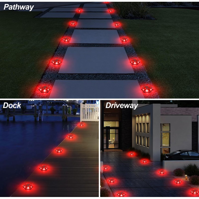 CREPOW Solar Dock Lights Driveway Deck Lights - 12 Packs
