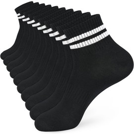 KOOOGEAR 5 Pairs Womens Running Trainer Ankle Socks Ladies White Black Breathable Sports Walking Cotton Socks for Women Size 4-7