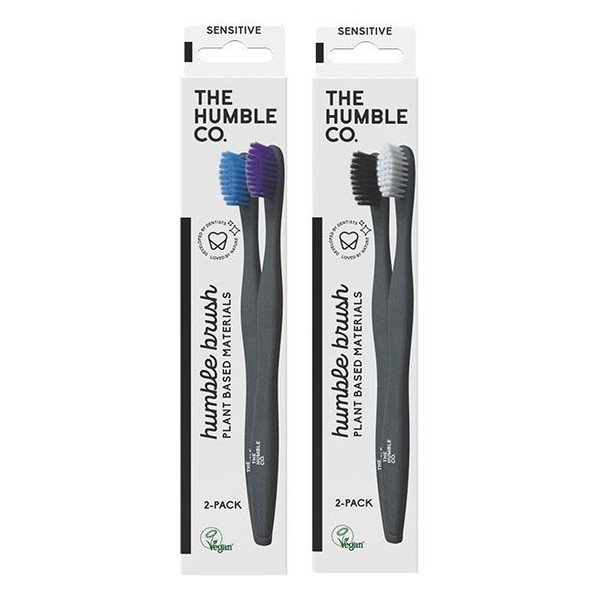 The Humble Co. Toothbrush Adult Plant Based - Sensitive 2 Pack (colours may vary)