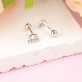 Viwind Children's Earrings 925 Sterling Silver Girls Earrings 5 mm Cute Earrings Zirconia Earrings Safety for Children Jewellery for Gift Helix Earrings, Sterling Silver