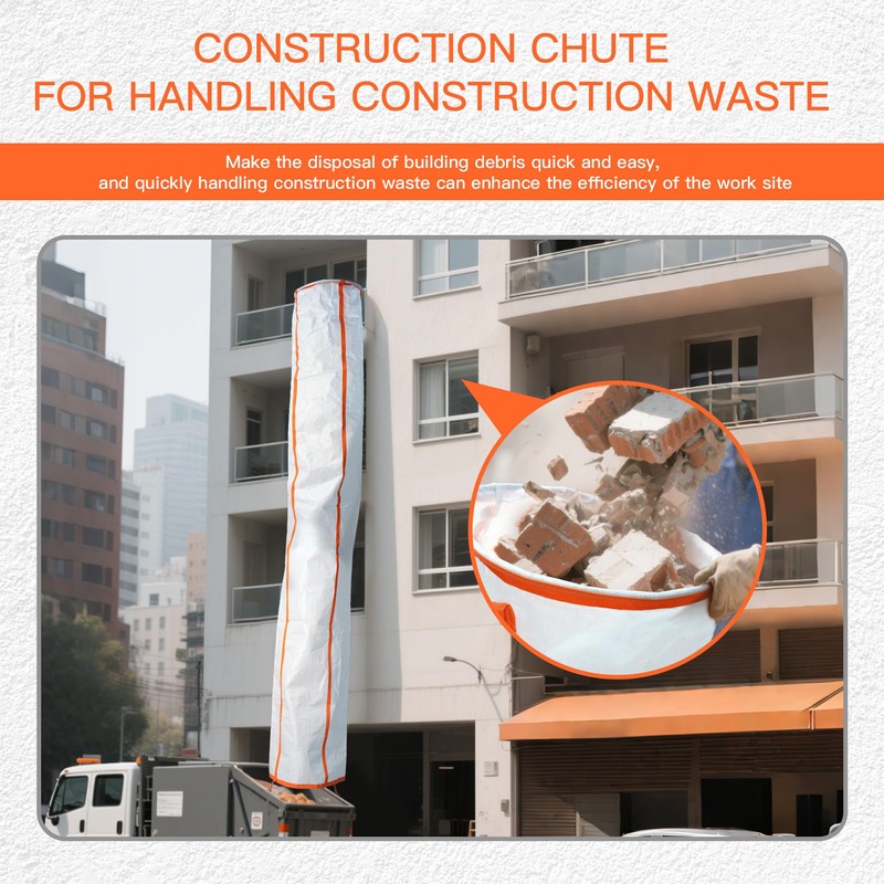 10 Ft Construction Trash Chute with Circular Top Steel Ring
