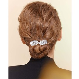 Atentuyi Crystal Bridal Hair Clip Silver Rhinestone Bow Hair Clips Gemstones Crystal Hair Clip Bridal Hair Accessories Decorative Head Clip Wedding Headpiece for Women and Girls